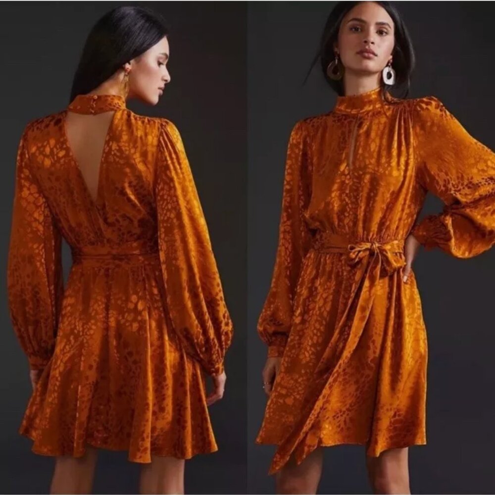 Anthropologie Jacquard Mini Dress in Maize